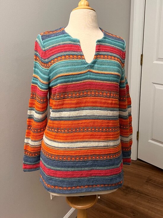 Lauren Ralph Lauren Sweaters - Ralph Lauren LRL Stripe Southwestern Linen Blend Sweater Sz L